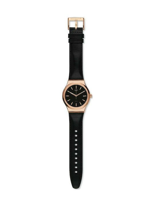 Swatch Sistem Rosee Automatic Watch Automatic with Black Leather Strap