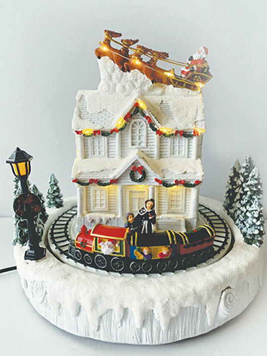 Aca Christmas Illuminated Decorative Village White with Battery with Music and Movement 24x23.5x23cm.