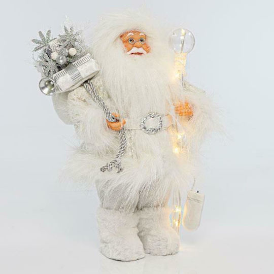 Illuminated Santa Claus Battery White 30cm