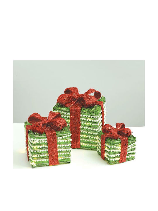 Aca Illuminated Christmas Figure Box Green 30x30x18cm 3pcs