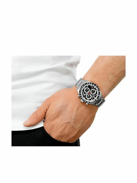 Tissot Мъжки Часовник 42мм Хронограф На Батерия със Сребърна Метална Гривна