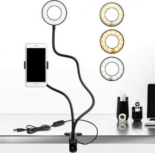 Ring Light 8cm 2500 - 4500K with Desktop Stand and Mobile Phone Holder