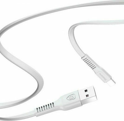 Baseus Tough Flat USB 2.0 Cable USB-C male - USB-A male Λευκό 1m (Tough)
