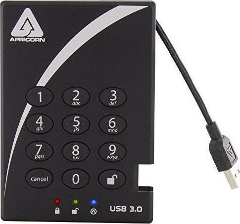 Apricorn Aegis Padl USB 3.1 Външен HDD 1TB 2.5" Черен