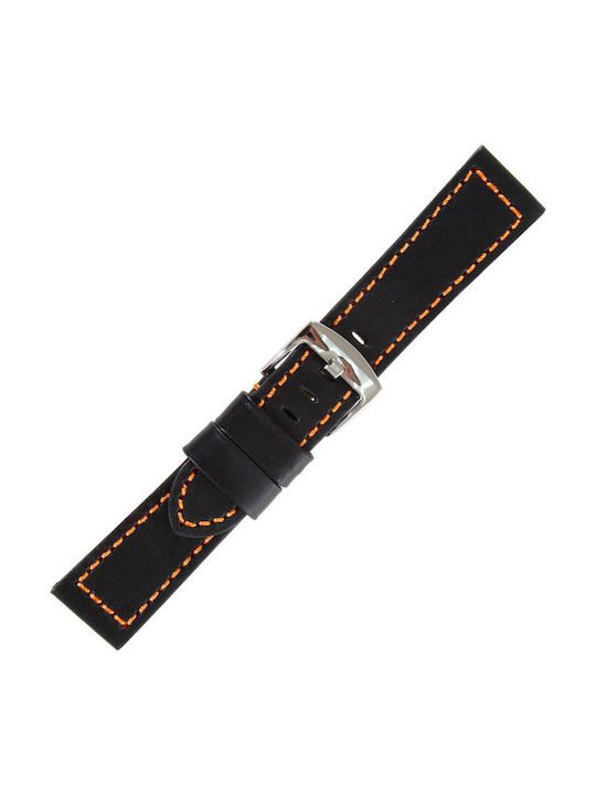 Tzevelion Leather Strap Black/Orange 20mm
