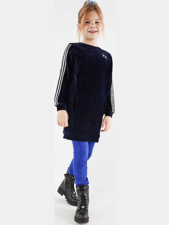 Children's Dress Long Sleeve Velvet Blue