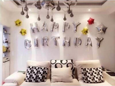 Set of 13 Balloons Foil Silver Birthday-Celebration Letters 40cm