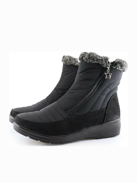 1222-0093 Women's Ankle Boots Platform & Fur Black