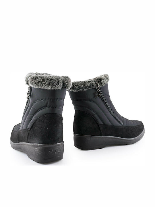 1222-0093 Women's Ankle Boots Platform & Fur Black