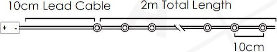 20 Λαμπάκια LED 2μ. Θερμό Λευκό Μπαταρίας σε Σειρά