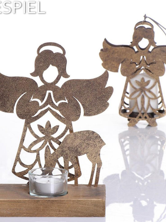 Espiel Christmas Wooden Figure Cherub Gold Height 21.5cm