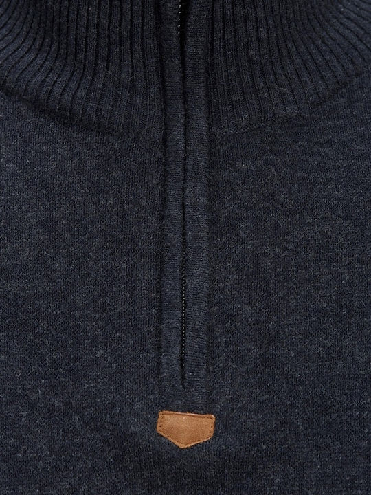 Jack & Jones Herren Langarm-Pullover Ausschnitt mit Reißverschluss Navy