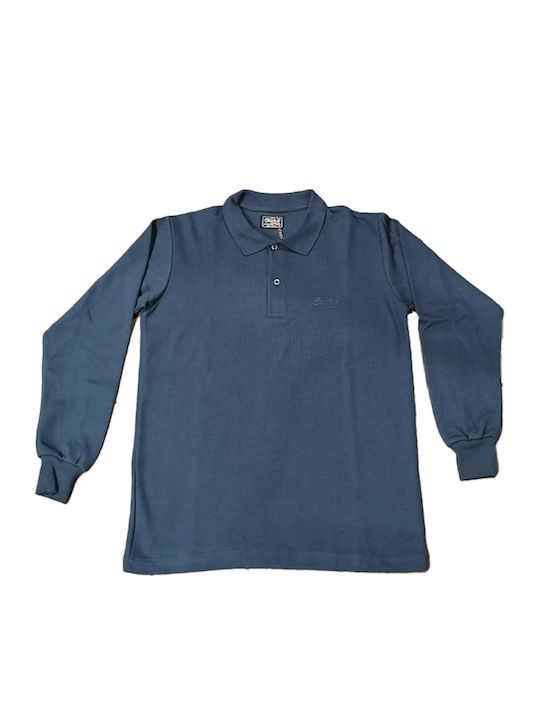 Paco & Co Men's Long Sleeve Blouse Polo Navy Blue