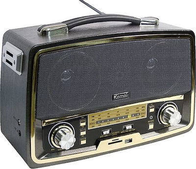 KEMAI MD-1701BT Retro Tabletop Radio Rechargeable with USB Black