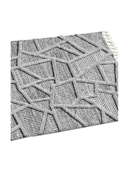 Madi Shard Rug Round with Fringes Grey