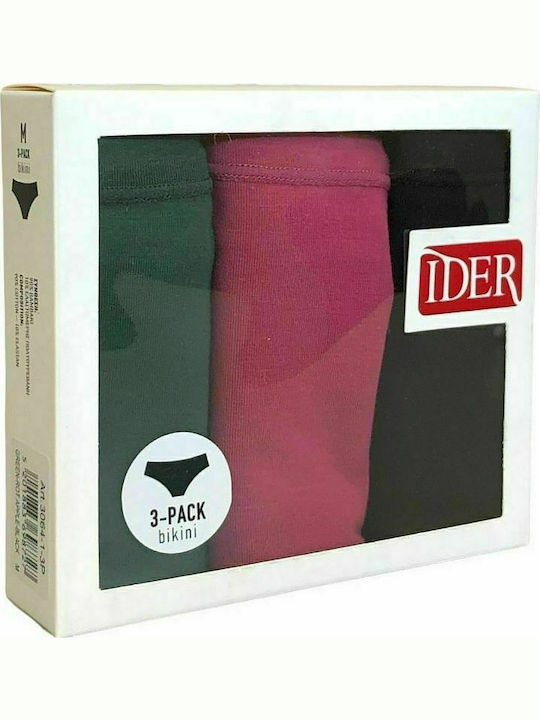 Βαμβακερά Damen Slip 3Pack Black/Green/Fuchsia