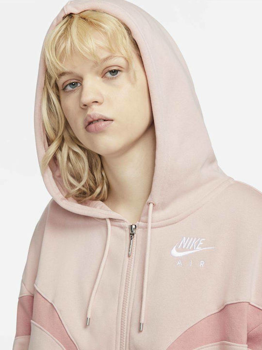 Air Скъсена Дамска Суитшърт Жакет Худи Pust Pink