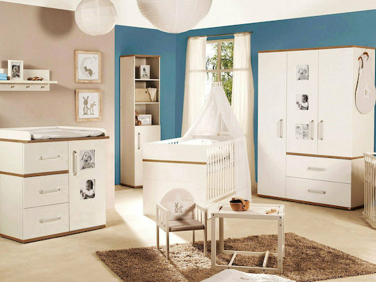 Pierrot Baby Dresser with 3 Drawers White 102x78x117cm Pierrot Baby Dresser with 3 Drawers White 102x78x117cm