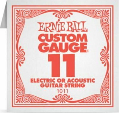 Ernie Ball Single Steel Strings 6pcs for Acoustic Guitar / Electric Guitar Custom Gauge Plain .011"