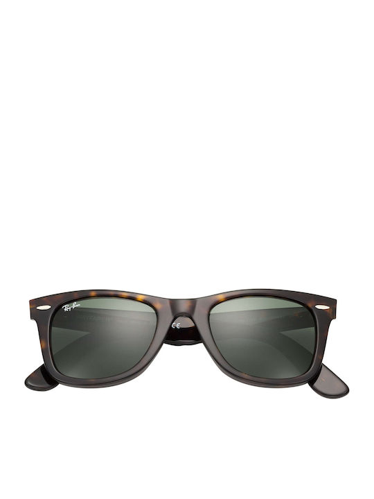 Ray Ban Wayfarer Unisex Sunglasses with Brown Tartaruga Plastic Frame and Green Lens RB2140 902