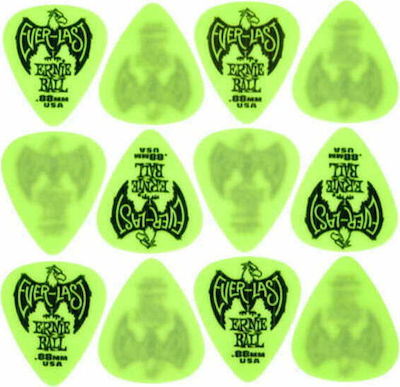 Ernie Ball Πένες Κιθάρας Everlast Green Πάχους 0.88mm Σετ 12τμχ