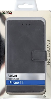 Senso Velvet Synthetic Leather Book Black (iPhone 11)