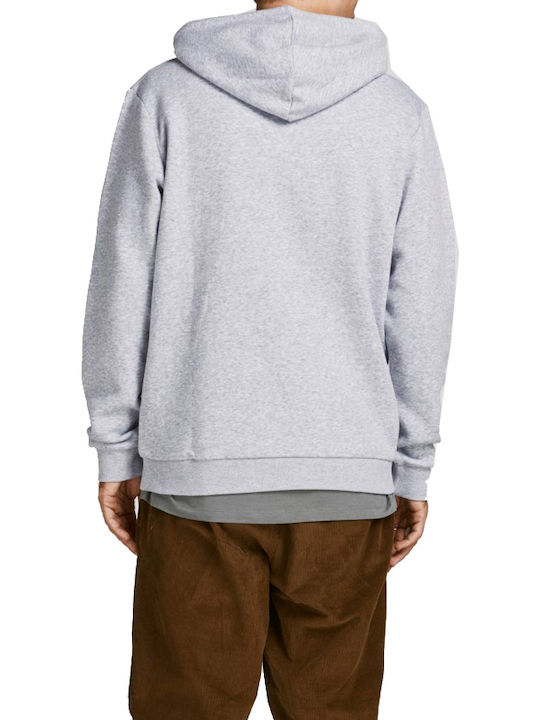 Jack & Jones Men's Sweatshirt with Hood and Pockets Light Grey Melange