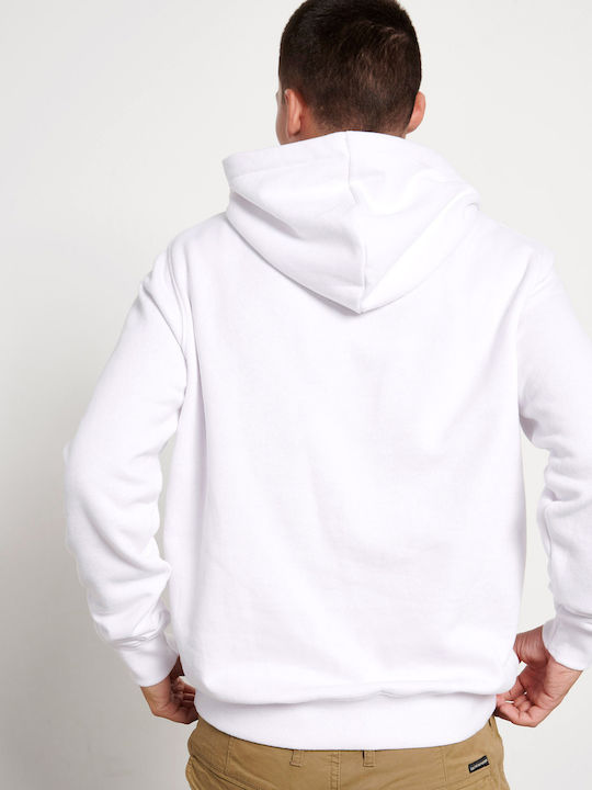 Funky Buddha Men's Sweatshirt with Hood and Pockets White