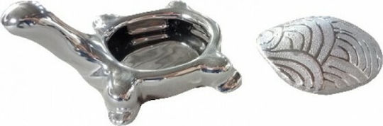 Karvounis Φοντανιέρα Keramik Schildkröte Diana mit Deckel 20.5x14.5x9.5cm Silber Karvounis Φοντανιέρα Keramik Schildkröte Diana mit Deckel 20.5x14.5x9.5cm Silber