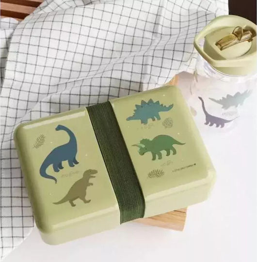 A Little Lovely Company Dinosaurs Πλαστικό Παιδικό Δοχείο Φαγητού Δεινόσαυροι Πράσινο 18 x 12 x 6εκ.