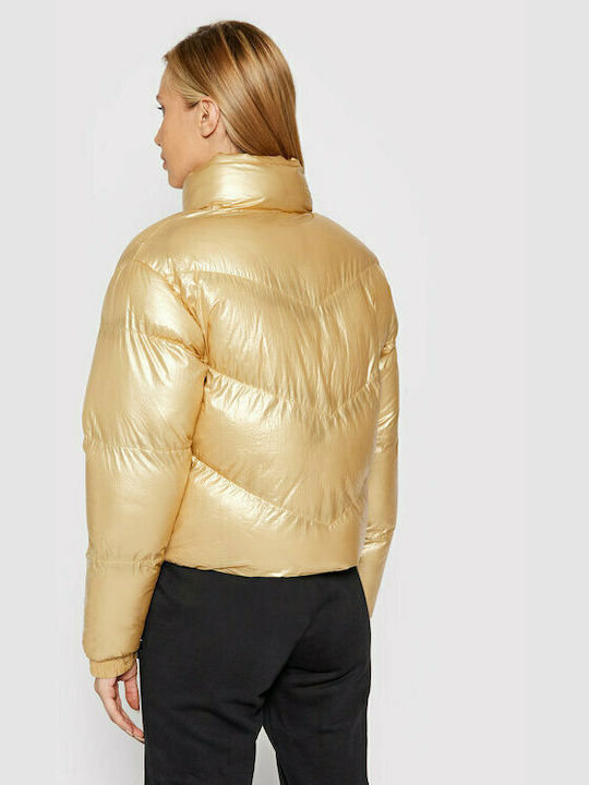 Karl Kani Women's Short Puffer Jacket for Winter Gold