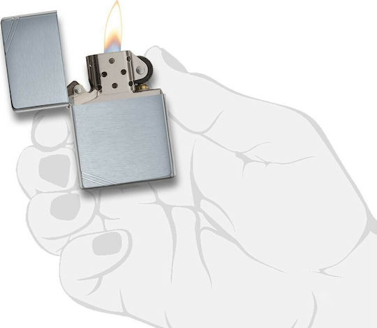 Zippo Vintage Windproof Lighter Flame Brushed Chrome