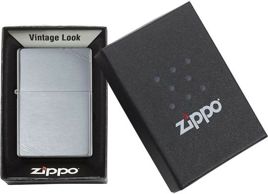 Zippo Vintage Windproof Lighter Flame Brushed Chrome