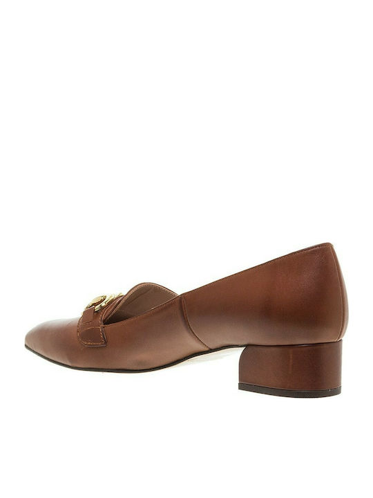 Mourtzi Leather Pointed Toe Tabac Brown Heels