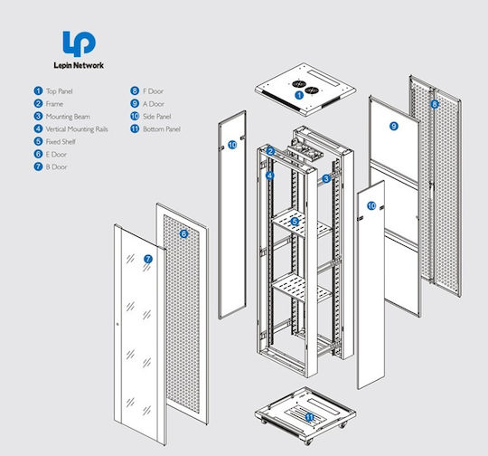 KB-6832BAA Cu picioare Cabinete Rack 32U Ασυναρμολόγητη 60x80x161cm Negru KB-6832BAA