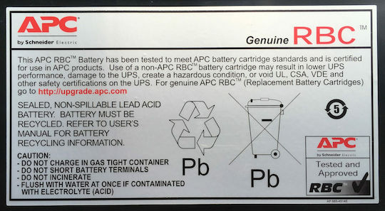 APC Replacement Cartridge 2 UPS Battery with Capacity 7Ah and Voltage 12V 1pcs