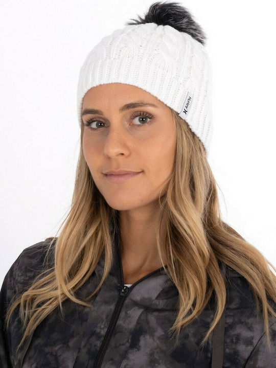 Hurley San Marino Γυναικείος Pom Pom Beanie Σκούφος σε Λευκό χρώμα