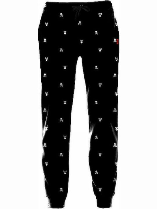 Skull Sweatpants with Elastic Black