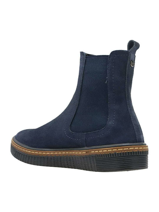Mancose Suede Γυναικεία Chelsea Μποτάκια Navy Μπλε