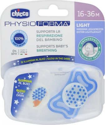 Chicco Schnuller Silikon Sterne/Igel White/Blue Nacht für 16-36 Monate 2Stück