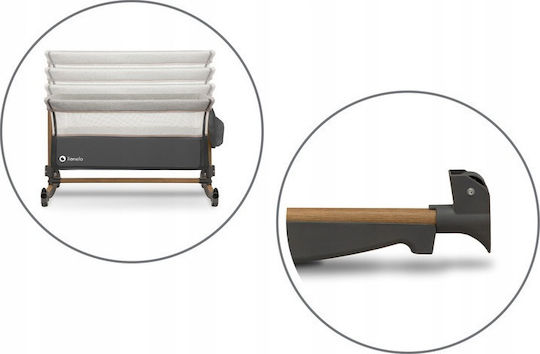 Lionelo Cradle Leonie with Mattress, Side Opening, and Wheels Gray Stone