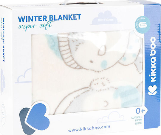 Kikka Boo Decke Wickeltücher für Kinderzimmer Love Pingus Samt Blau 80x110cm