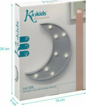 Kiokids Plastic Kids Wall Light Moon Grey