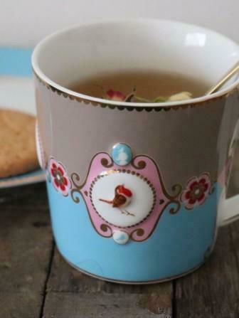 PiP Studio Love Birds Medallion Cană din Porțelan Blue-Khaki 250ml