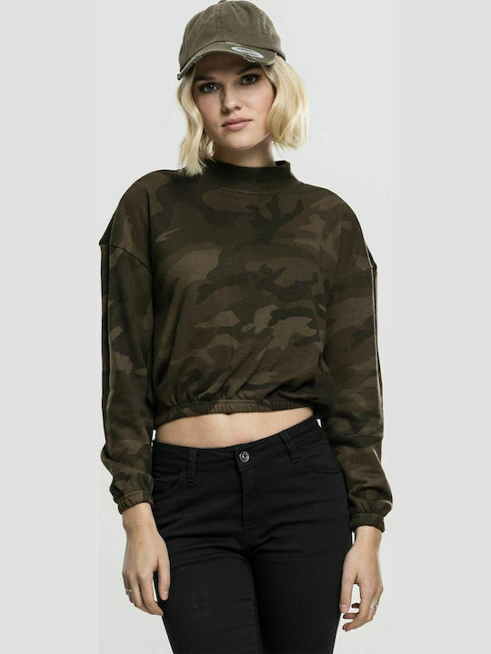 Cropped Hanorac pentru femei Olive Camo