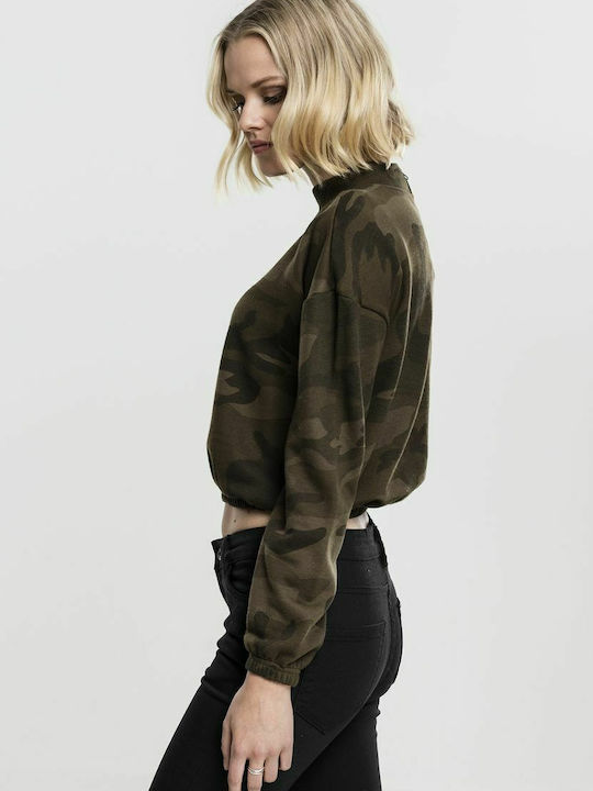 Cropped Hanorac pentru femei Olive Camo
