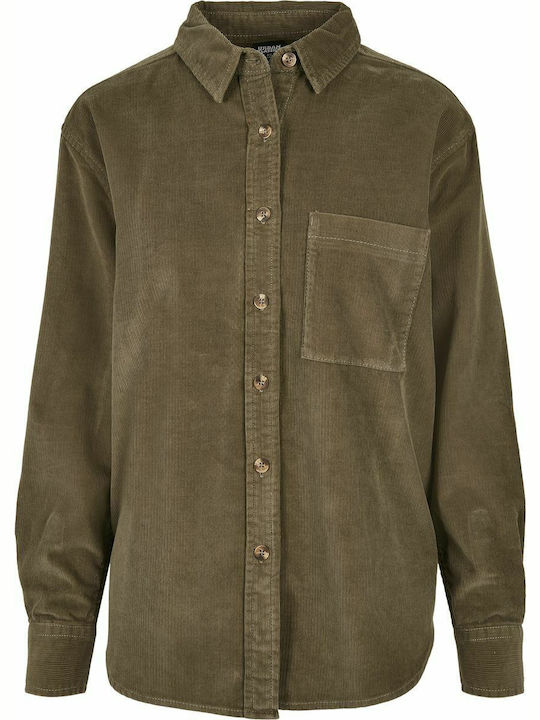Women's Monochrome Long Sleeve Shirt Khaki