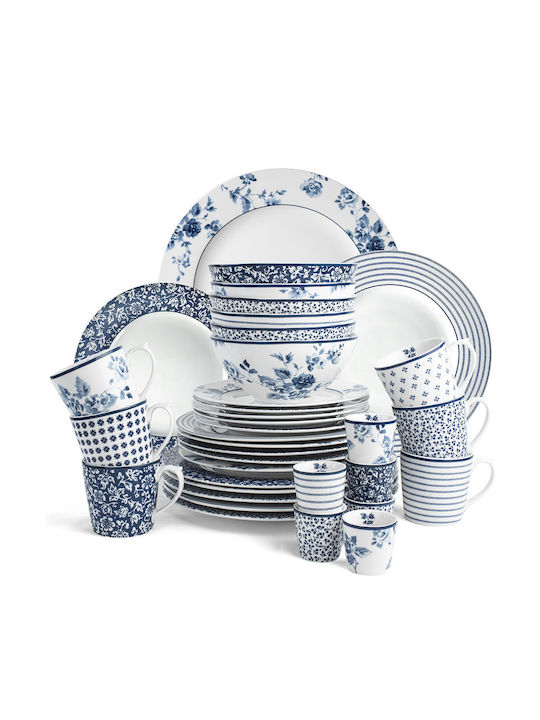 Laura Ashley Blueprints Plate Desert made of Porcelain Floris with Diameter 12cm 6pcs