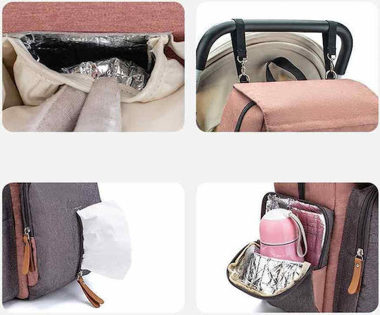Lequeen Diaper Bag Pink - Grey 35x25x39cm.
