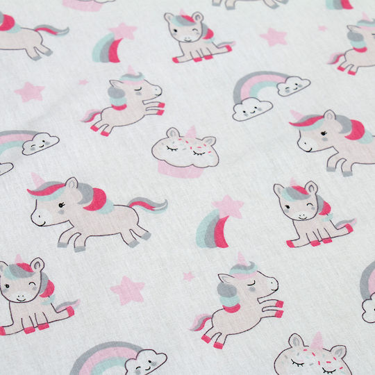 Dimcol Комплект чаршафи Единично Памучни Unicorn 108 Бяло-розово 160x240см 3бр